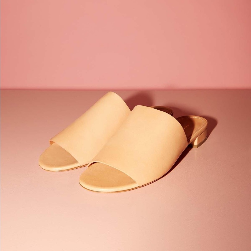 Mansur Gavriel 38.5 cammelo leather flat mule BNIB